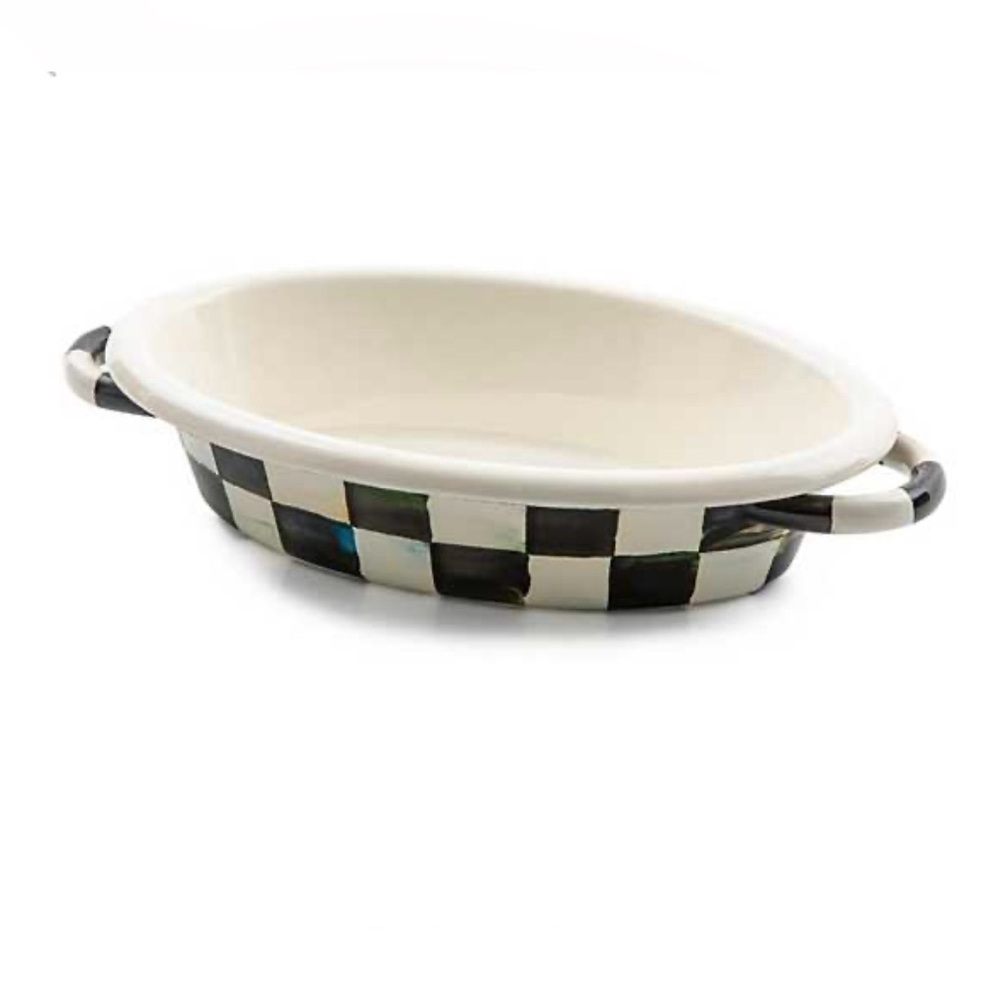 MacKenzie-Childs Small Courtly Check Oval Gratin Enamel Dish